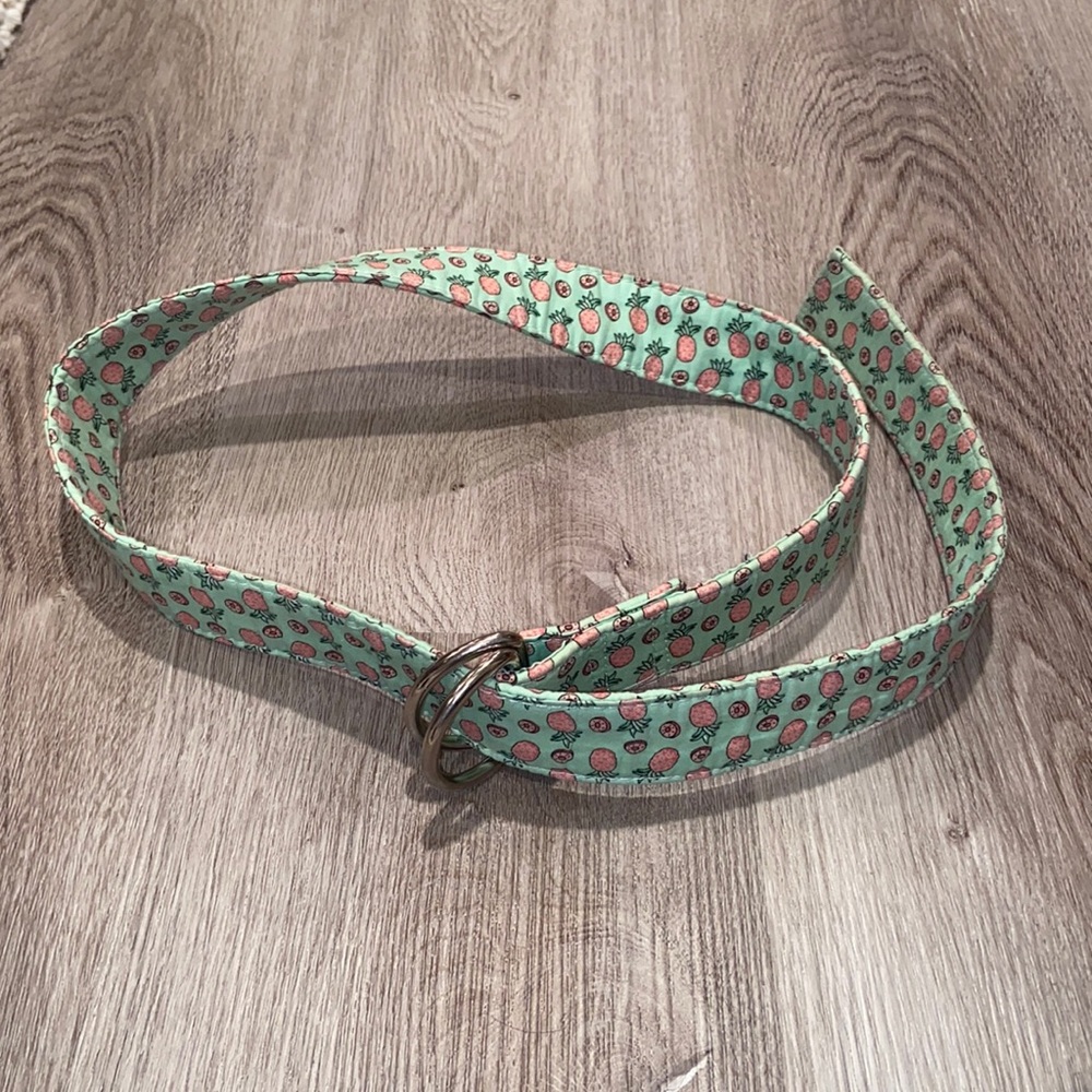 Vineyard Vines Green Pink Pineapple Printed Belt